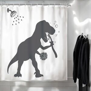 Awesome Dinosaur T-Rex In The Shower Silhouette‎ Shower Curtain
